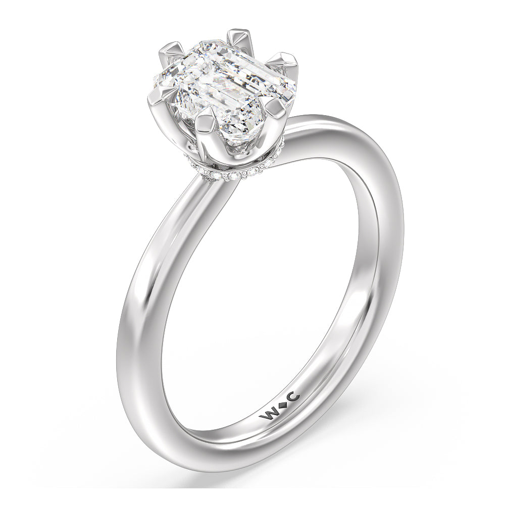 Emerald Cut 6 Claw Hidden Halo Engagement Ring with Lab Grown Diamond in 14KT Platinum view 3
