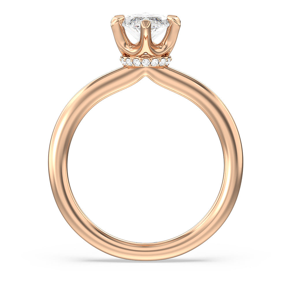 Marquise Cut 6 Claw Hidden Halo Engagement Ring with Lab Grown Diamond in 14KT Rose Gold view 2
