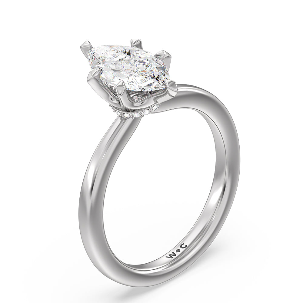 Marquise Cut 6 Claw Hidden Halo Engagement Ring with Lab Grown Diamond in 14KT Platinum view 3
