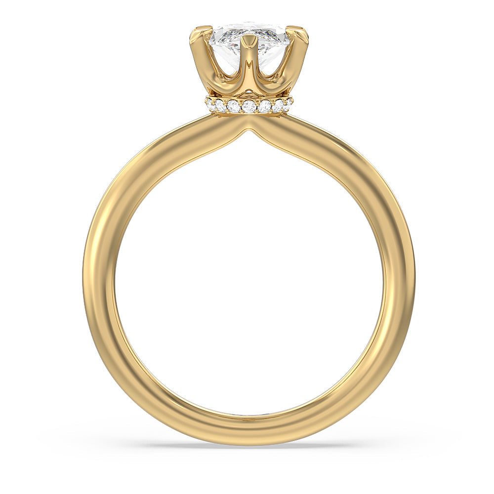 Marquise Cut 6 Claw Hidden Halo Engagement Ring with Lab Grown Diamond in 14KT Yellow Gold view 2
