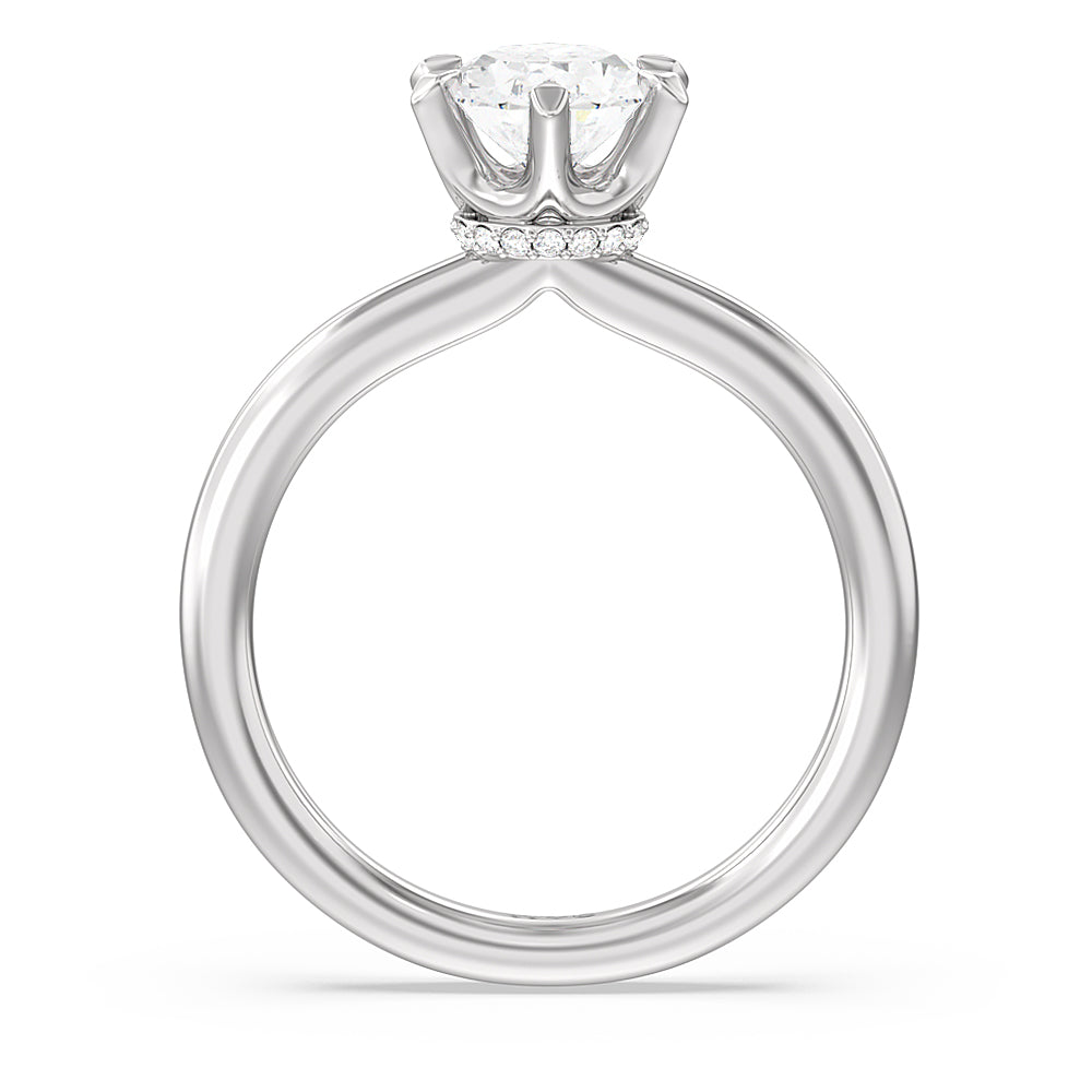 Oval Cut 6 Claw Hidden Halo Engagement Ring with Lab Grown Diamond in 14KT Platinum view 2
