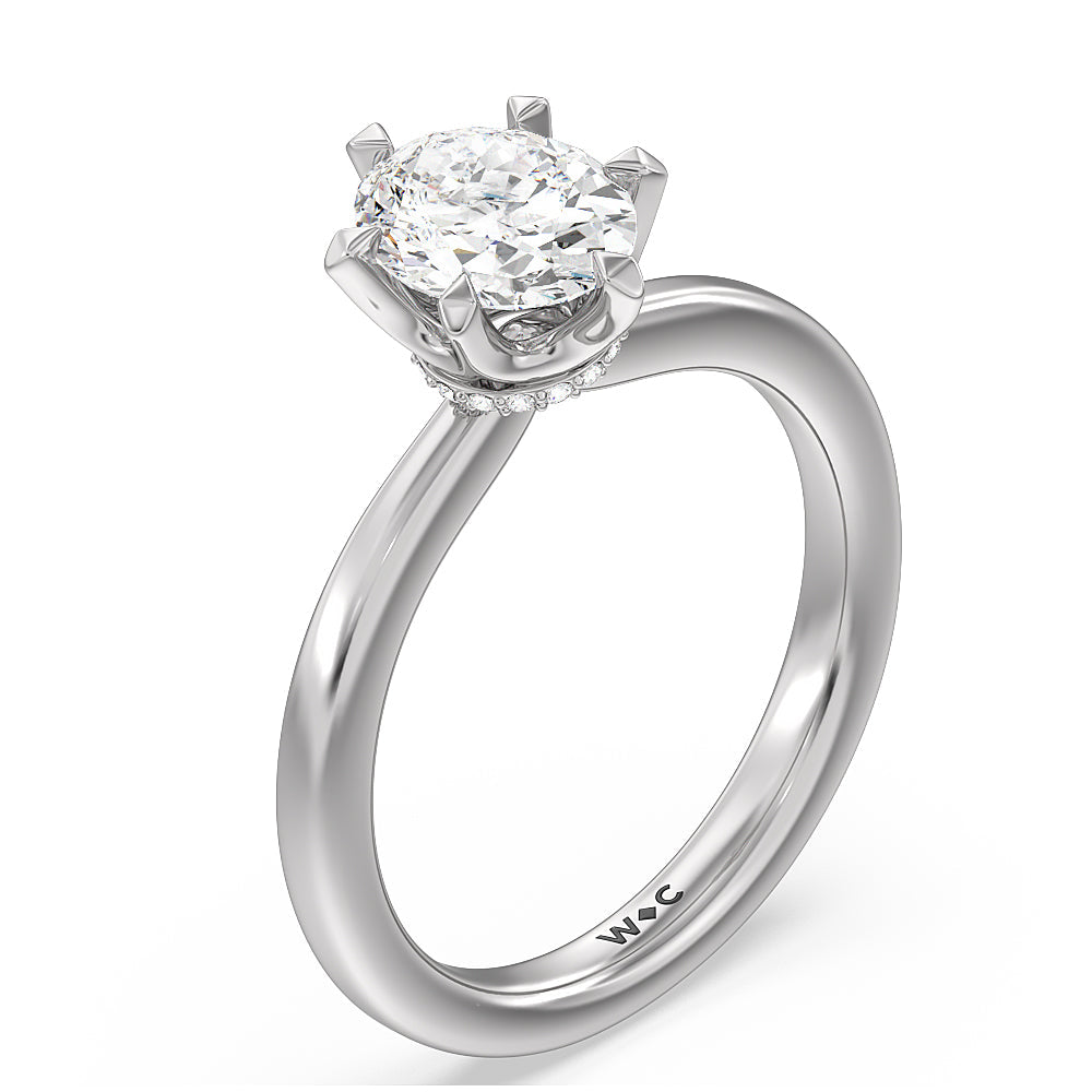 Oval Cut 6 Claw Hidden Halo Engagement Ring with Lab Grown Diamond in 14KT Platinum view 3
