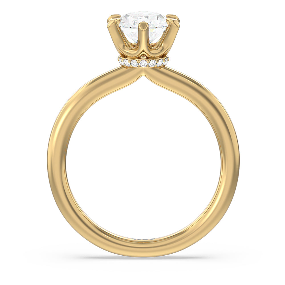 Oval Cut 6 Claw Hidden Halo Engagement Ring with Lab Grown Diamond in 14KT Yellow Gold view 2

