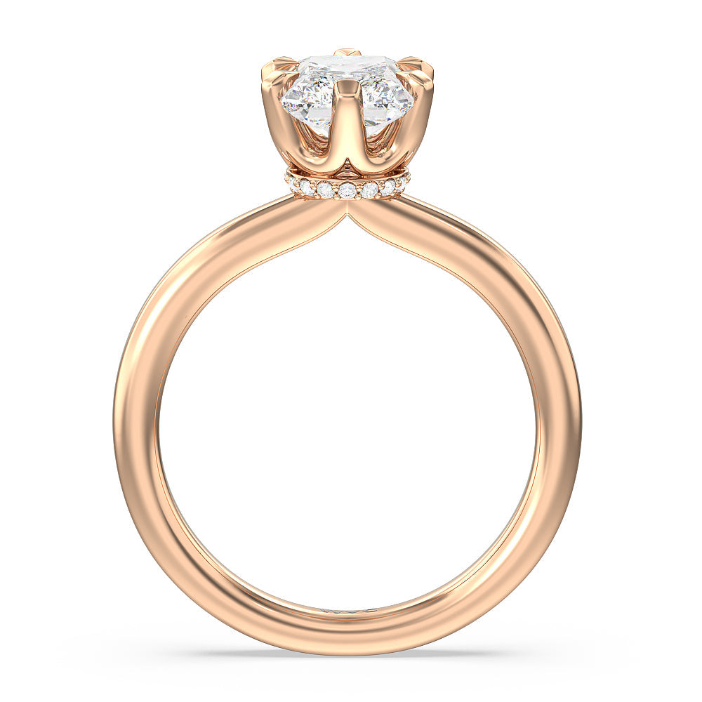 Radiant Cut 6 Claw Hidden Halo Engagement Ring with Lab Grown Diamond in 14KT Rose Gold view 2
