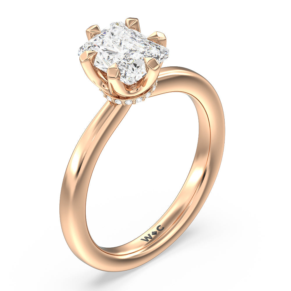 Radiant Cut 6 Claw Hidden Halo Engagement Ring with Lab Grown Diamond in 14KT Rose Gold view 3
