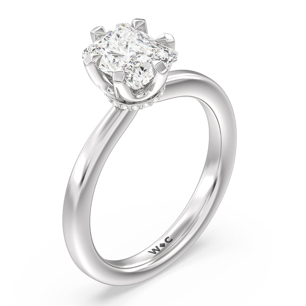 Radiant Cut 6 Claw Hidden Halo Engagement Ring with Lab Grown Diamond in 14KT Platinum view 3
