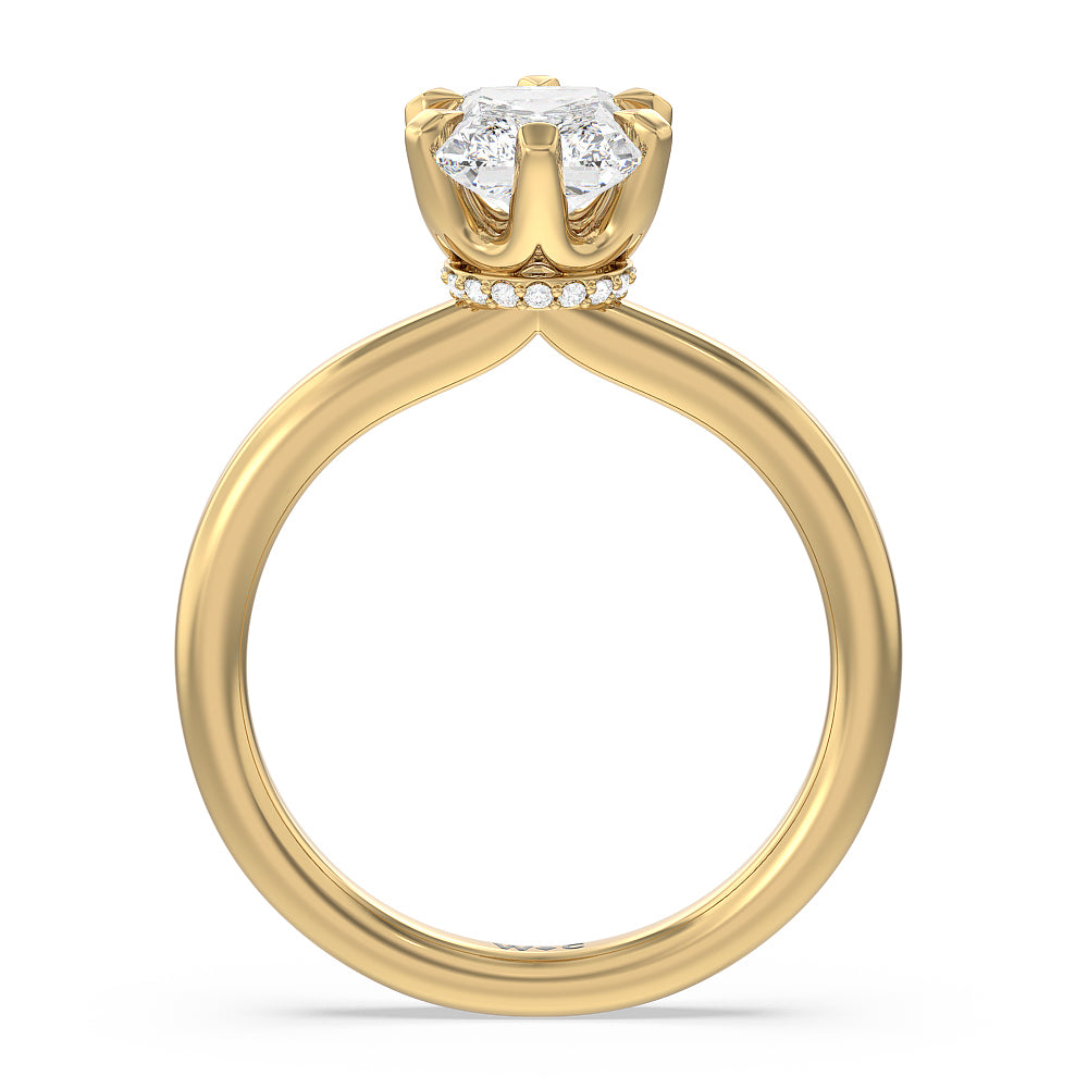 Radiant Cut 6 Claw Hidden Halo Engagement Ring with Lab Grown Diamond in 14KT Yellow Gold view 2
