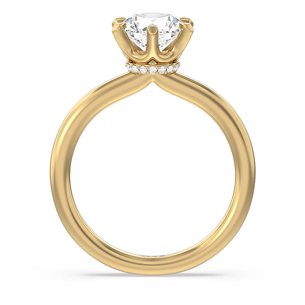 Round Cut 6 Claw Hidden Halo Engagement Ring with Lab Grown Diamond in 14KT Yellow Gold view 2
