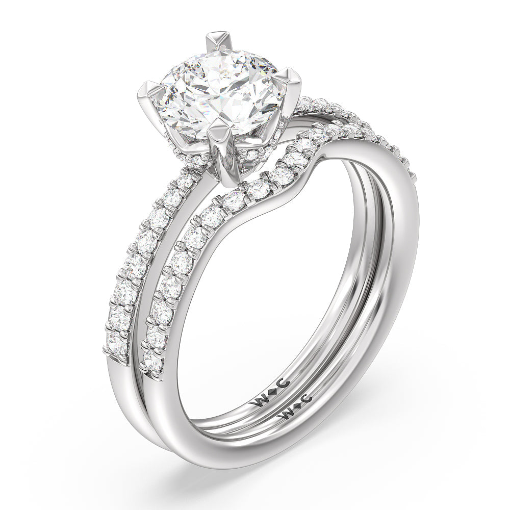 Cushion Cut Pave Diamond Hidden Halo Engagement Ring with Lab Grown Diamond in 14KT Platinum view 4

