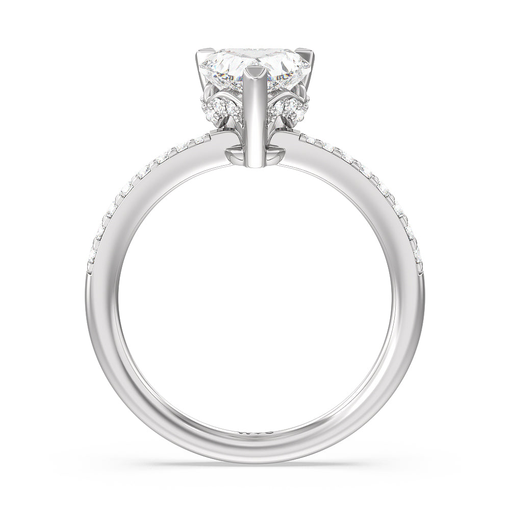 Heart Cut Pave Diamond Hidden Halo Engagement Ring with Lab Grown Diamond in 14KT Platinum view 2
