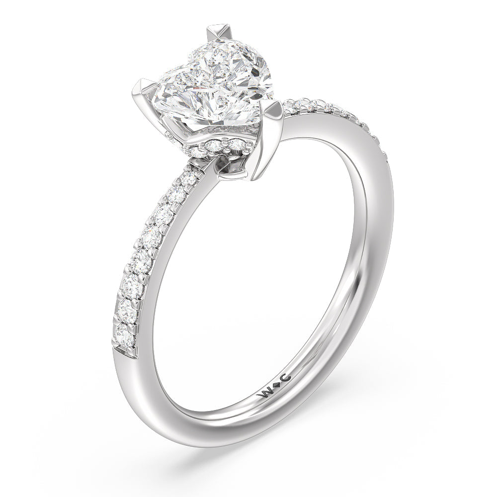 Heart Cut Pave Diamond Hidden Halo Engagement Ring with Lab Grown Diamond in 14KT Platinum view 3
