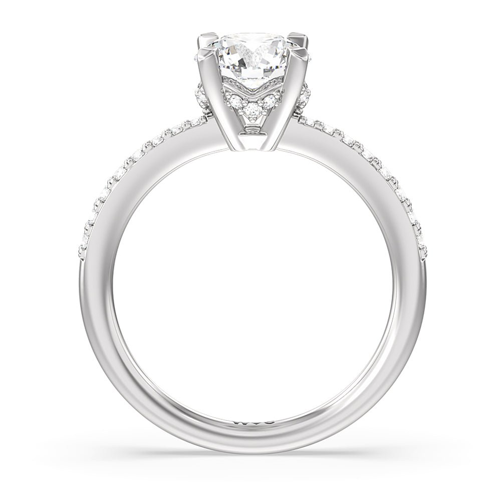 Round Cut Pave Diamond Hidden Halo Engagement Ring with Lab Grown Diamond in 14KT Platinum view 2
