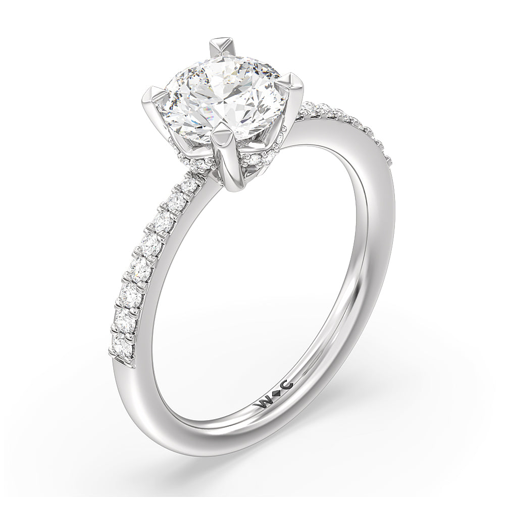 Round Cut Pave Diamond Hidden Halo Engagement Ring with Lab Grown Diamond in 14KT Platinum view 3
