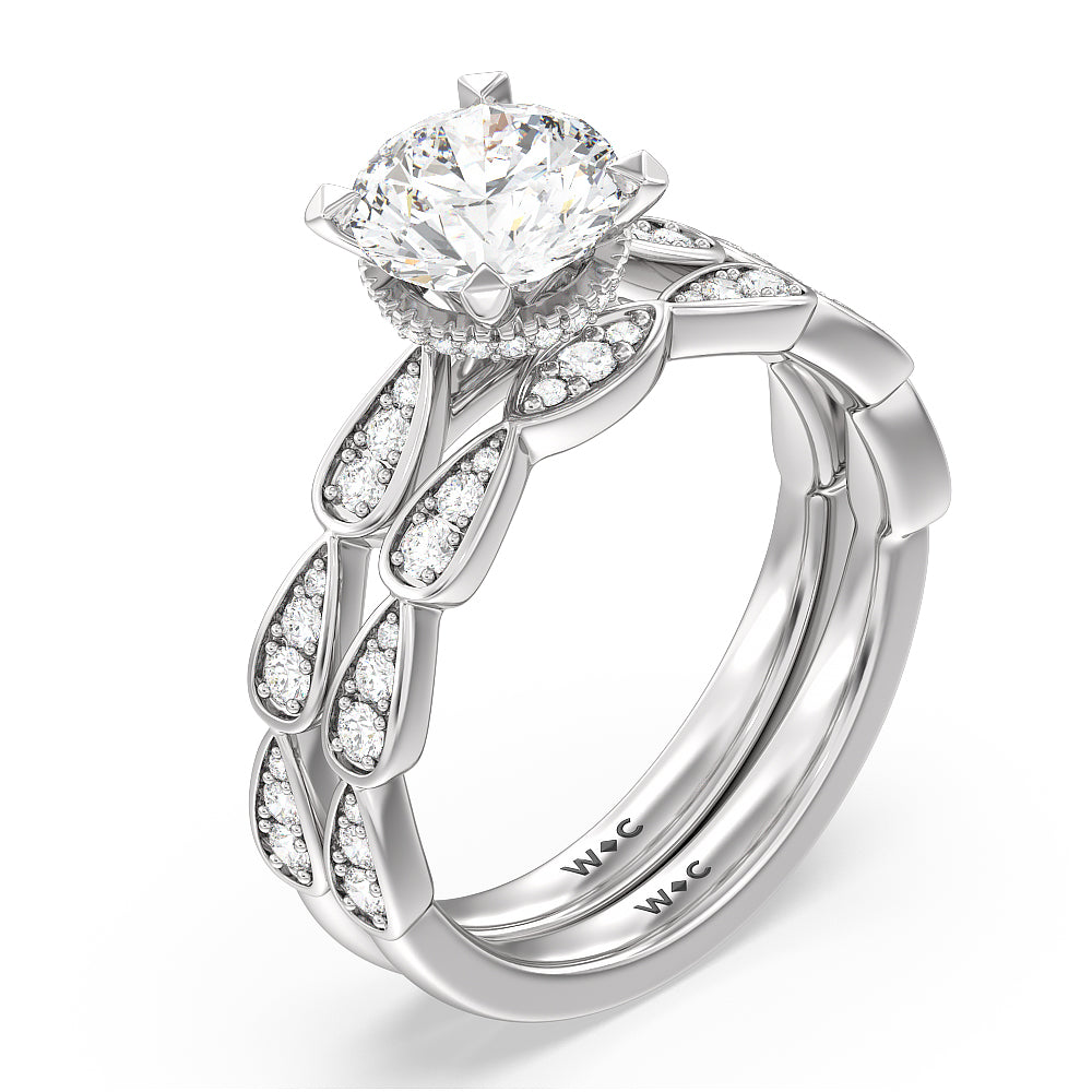 Petal Hidden Halo Engagement Ring with Oval Cut Diamond in 14KT Platinum view 4
