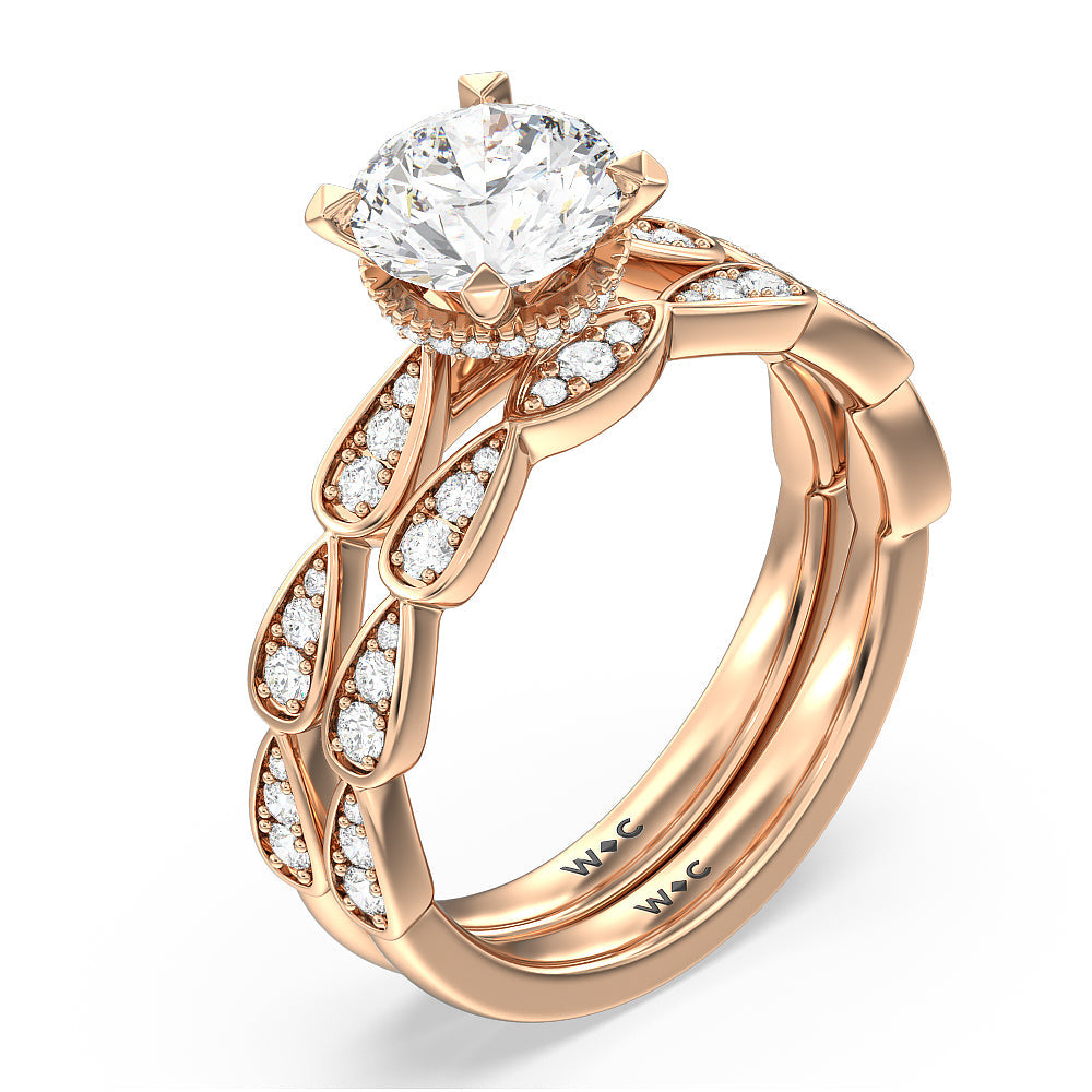 Petal Hidden Halo Engagement Ring with Oval Cut Diamond in 14KT Rose Gold view 6
