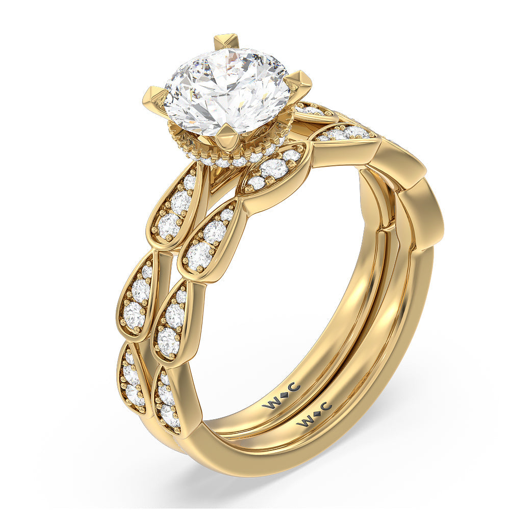 Petal Hidden Halo Engagement Ring with Oval Cut Diamond in 14KT Rose Gold view 5
