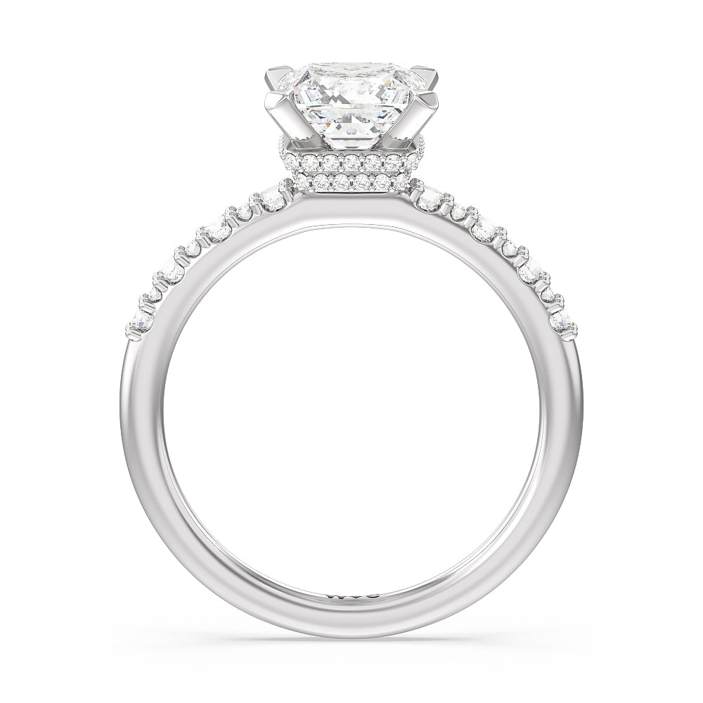 Princess Cut Modern Pave Diamond Hidden Halo Ring with Lab Grown Diamond in 14KT Platinum view 2
