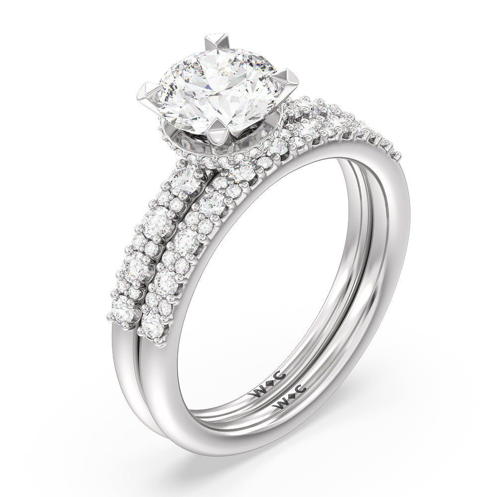 Radiant Cut Modern Pave Diamond Hidden Halo Ring with Lab Grown Diamond in 14KT Platinum view 4
