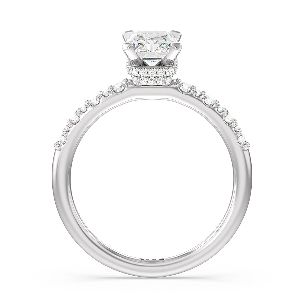 Radiant Cut Modern Pave Diamond Hidden Halo Ring with Lab Grown Diamond in 14KT Platinum view 2
