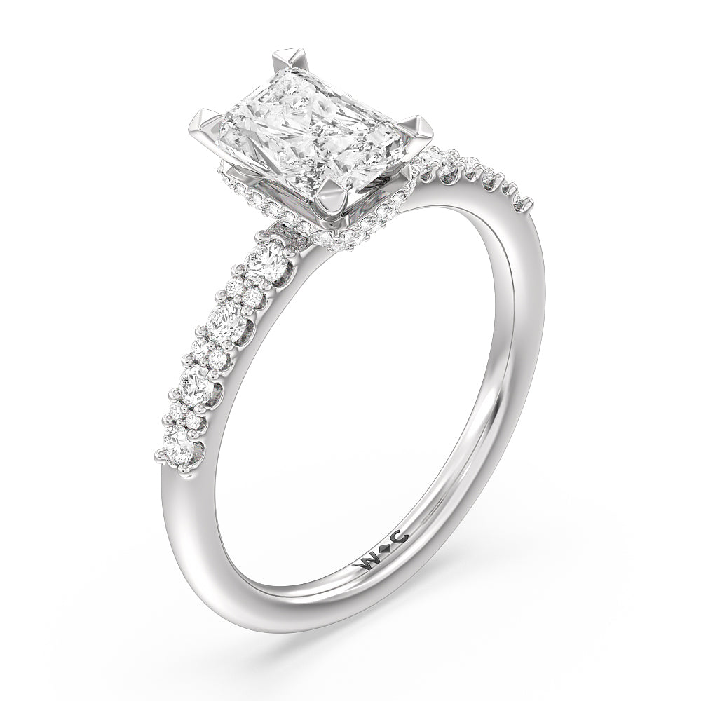 Radiant Cut Modern Pave Diamond Hidden Halo Ring with Lab Grown Diamond in 14KT Platinum view 3
