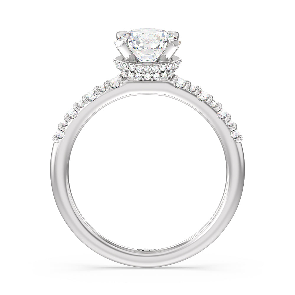 Round Cut Modern Pave Diamond Hidden Halo Ring with Lab Grown Diamond in 14KT Platinum view 2
