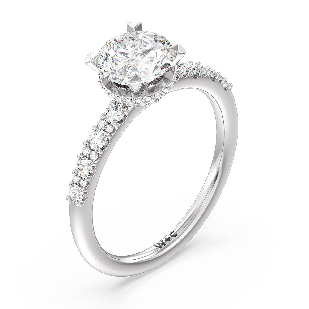 Round Cut Modern Pave Diamond Hidden Halo Ring with Lab Grown Diamond in 14KT Platinum view 3
