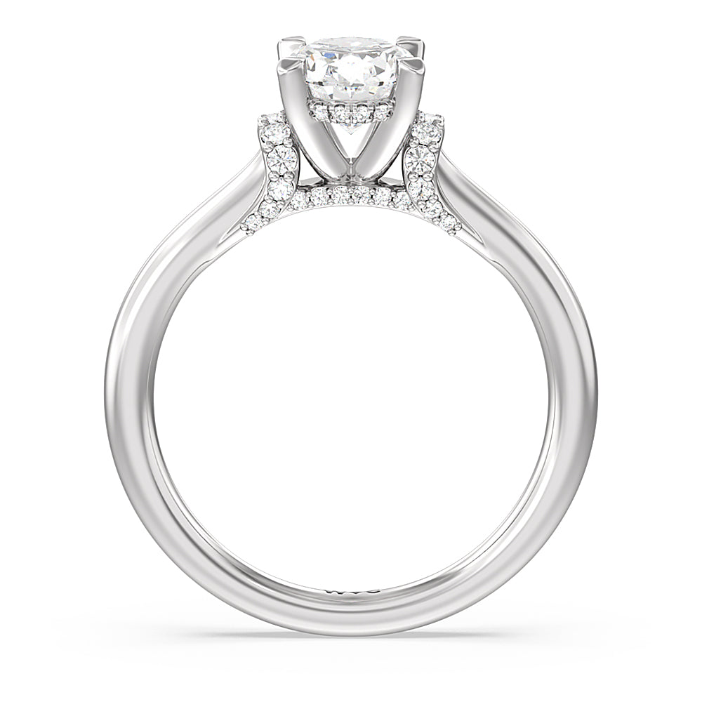 Oval Cut Diamond Wrap Shoulder Hidden Halo Engagement Ring with Lab Grown Diamond in 14KT Platinum view 2
