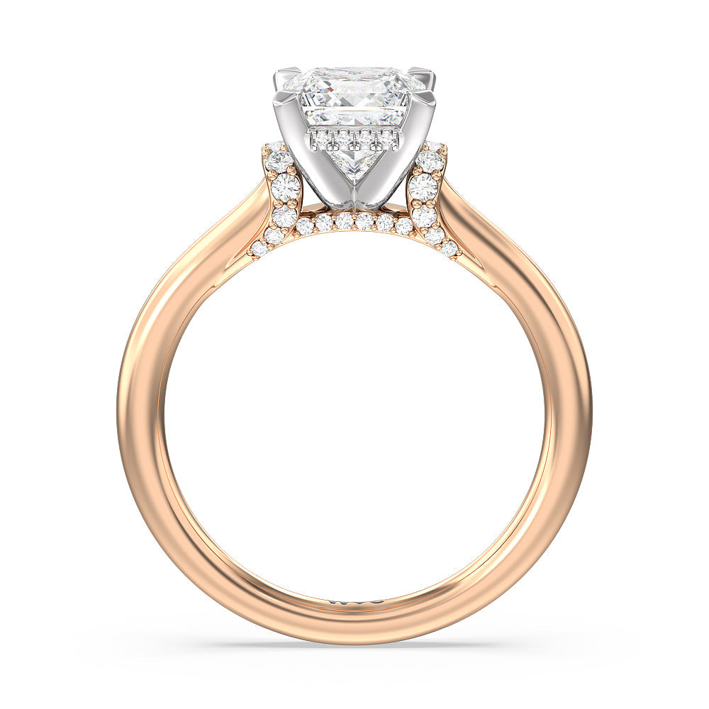 Princess Cut Diamond Wrap Shoulder Hidden Halo Engagement Ring with Lab Grown Diamond in 14KT White & Rose Gold view 2
