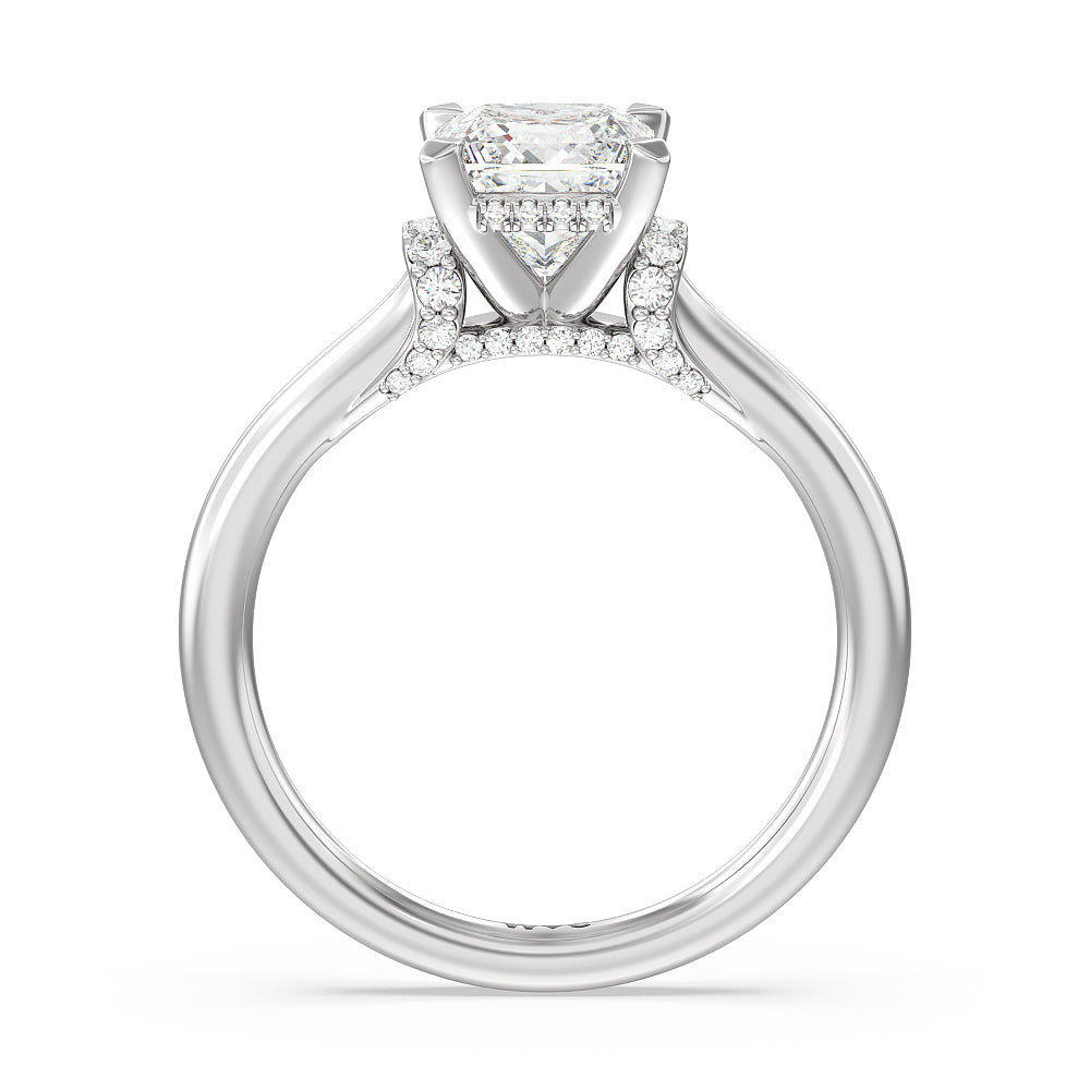 Princess Cut Diamond Wrap Shoulder Hidden Halo Engagement Ring with Lab Grown Diamond in 14KT Platinum view 2
