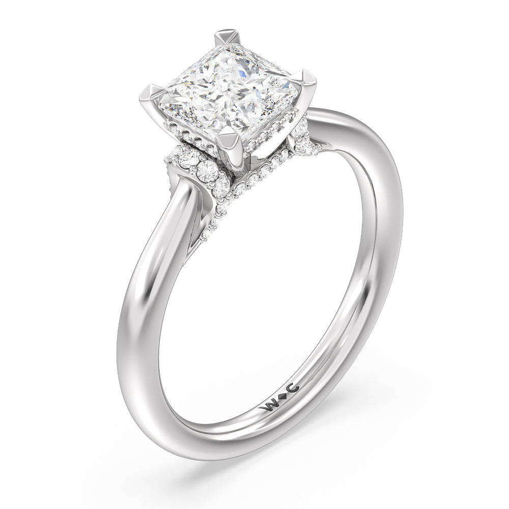Princess Cut Diamond Wrap Shoulder Hidden Halo Engagement Ring with Lab Grown Diamond in 14KT Platinum view 3

