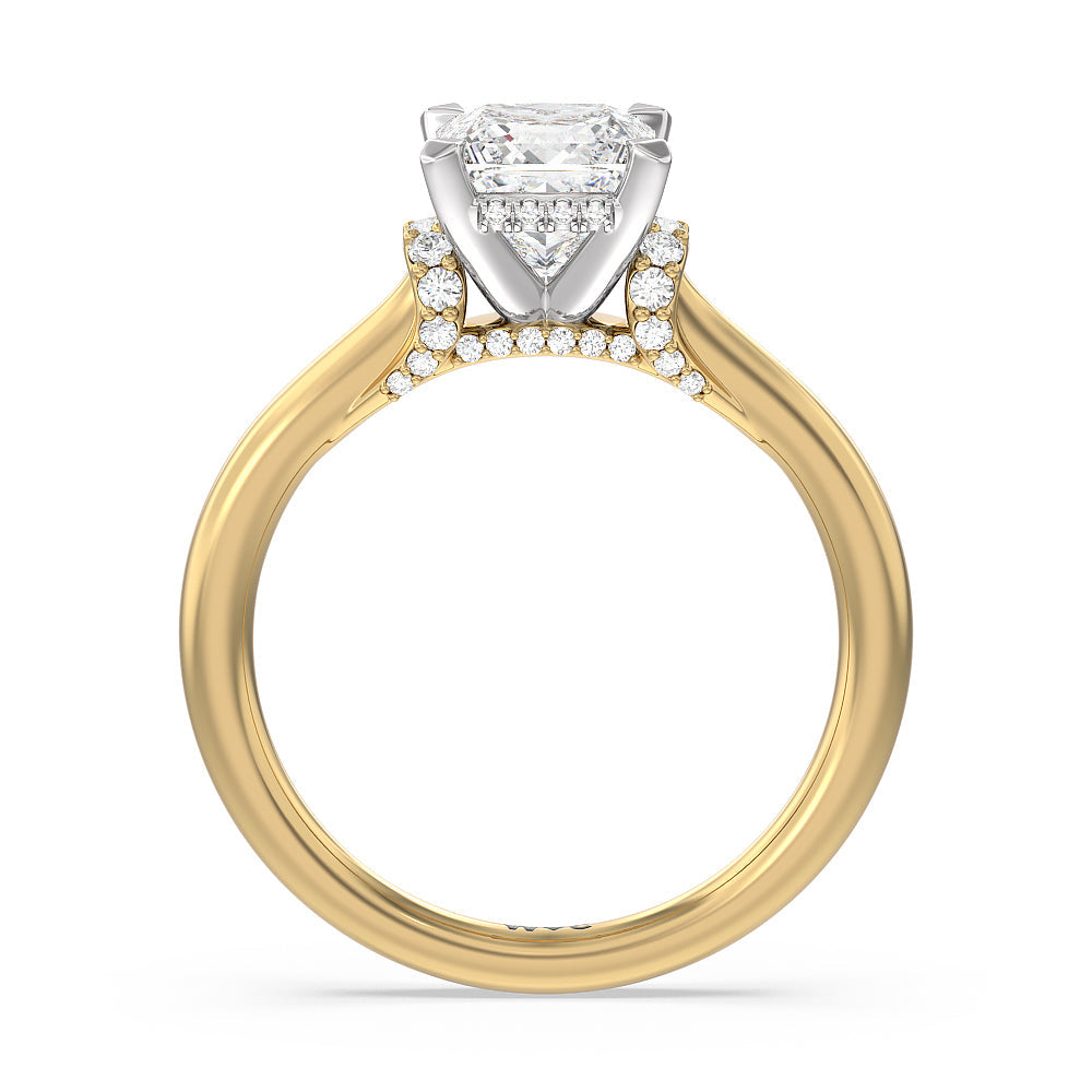 Princess Cut Diamond Wrap Shoulder Hidden Halo Engagement Ring with Lab Grown Diamond in 14KT White & Yellow Gold view 2
