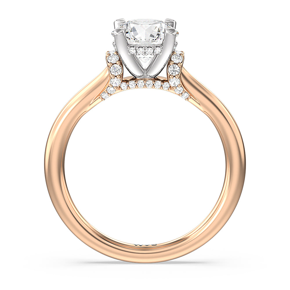 Round Cut Diamond Wrap Shoulder Hidden Halo Engagement Ring with Lab Grown Diamond in 14KT White & Rose Gold view 2
