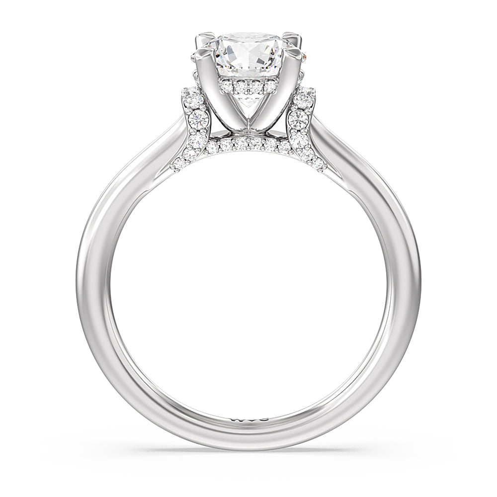 Round Cut Diamond Wrap Shoulder Hidden Halo Engagement Ring with Lab Grown Diamond in 14KT Platinum view 2

