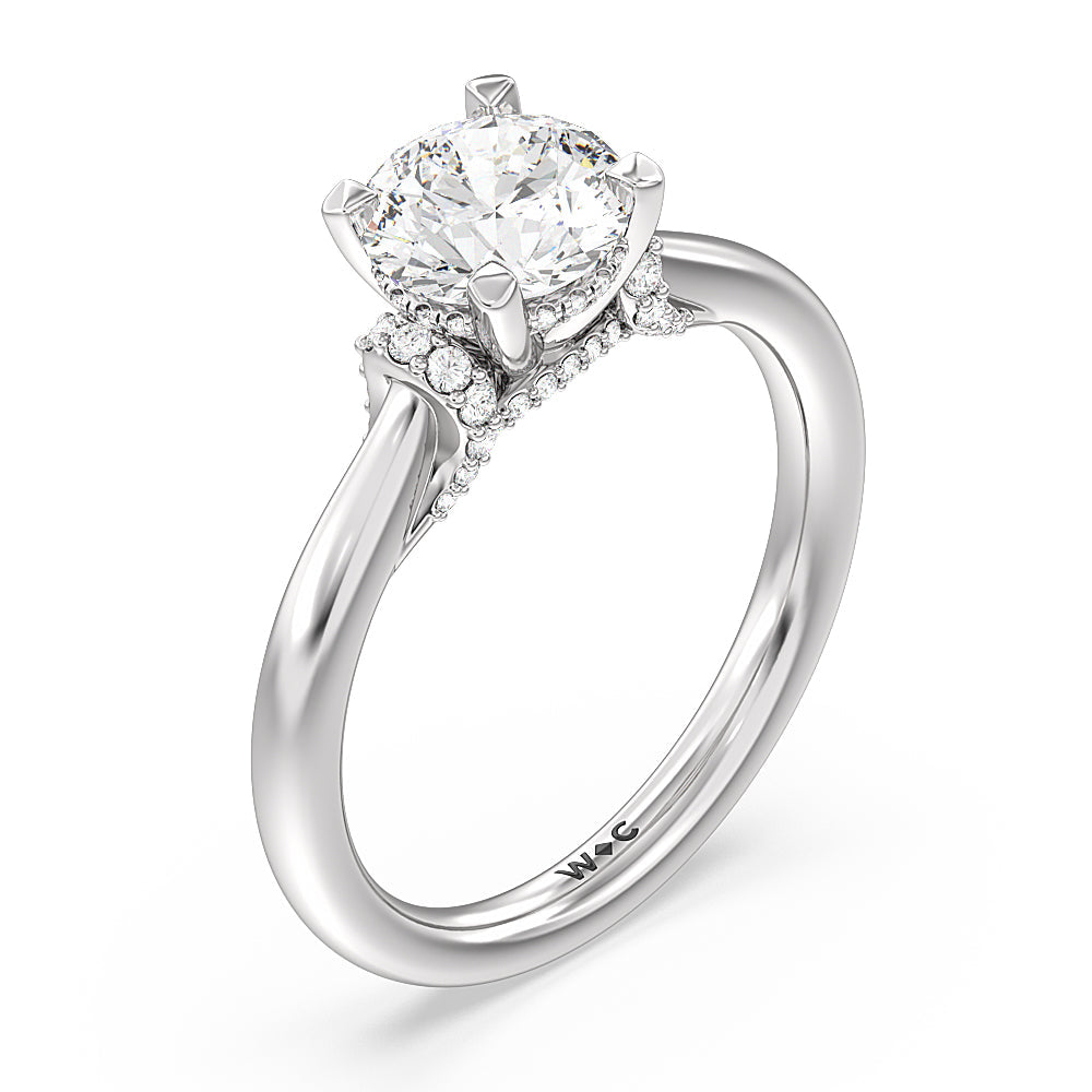 Round Cut Diamond Wrap Shoulder Hidden Halo Engagement Ring with Lab Grown Diamond in 14KT Platinum view 3
