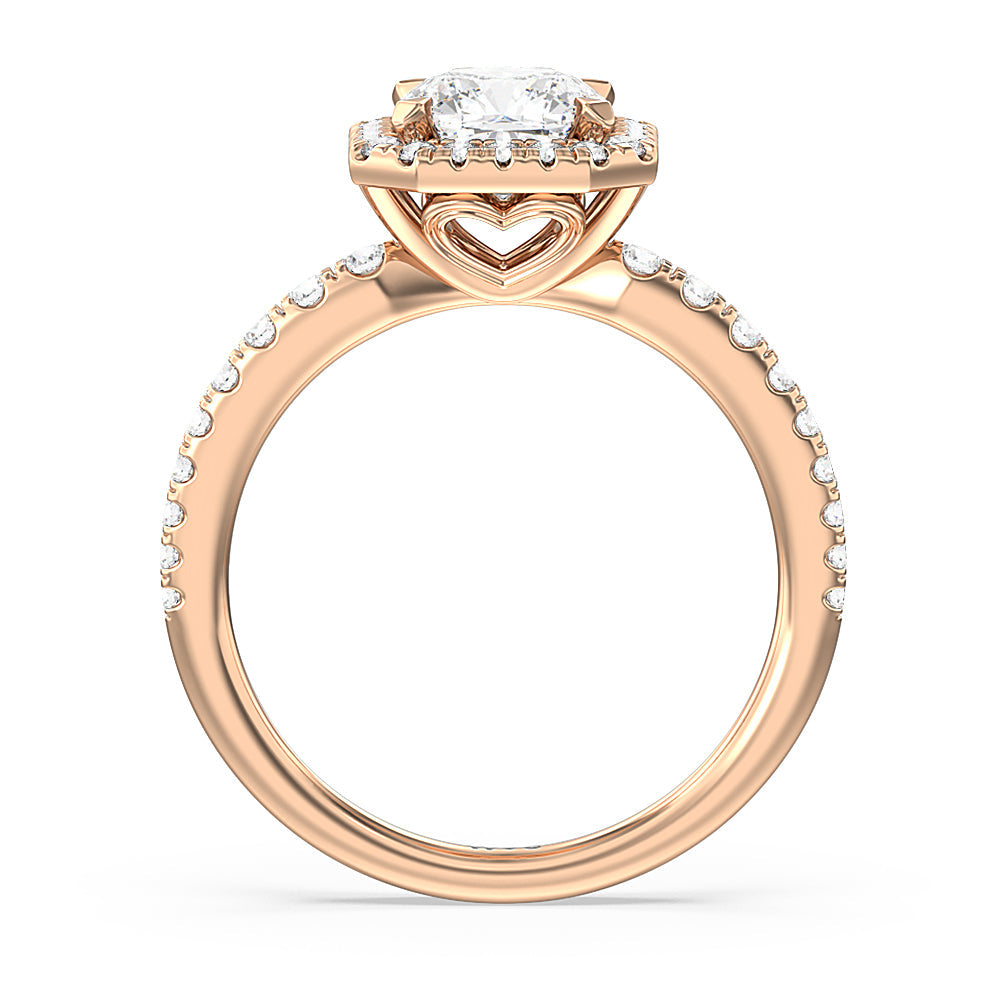 Octagon Halo Engagement Ring with Cushion Cut Diamond in 14KT Rose Gold view 2
