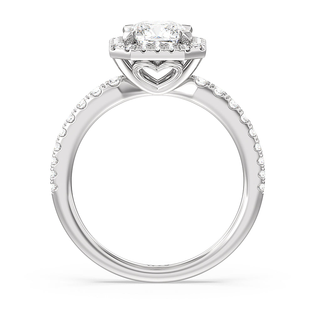 Octagon Halo Engagement Ring with Cushion Cut Diamond in 14KT Platinum view 2
