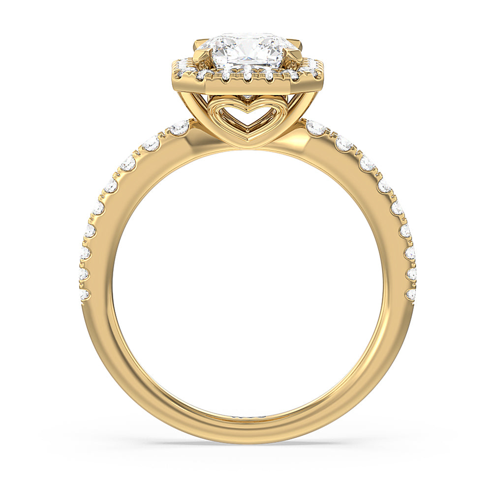 Octagon Halo Engagement Ring with Cushion Cut Diamond in 14KT Yellow Gold view 2

