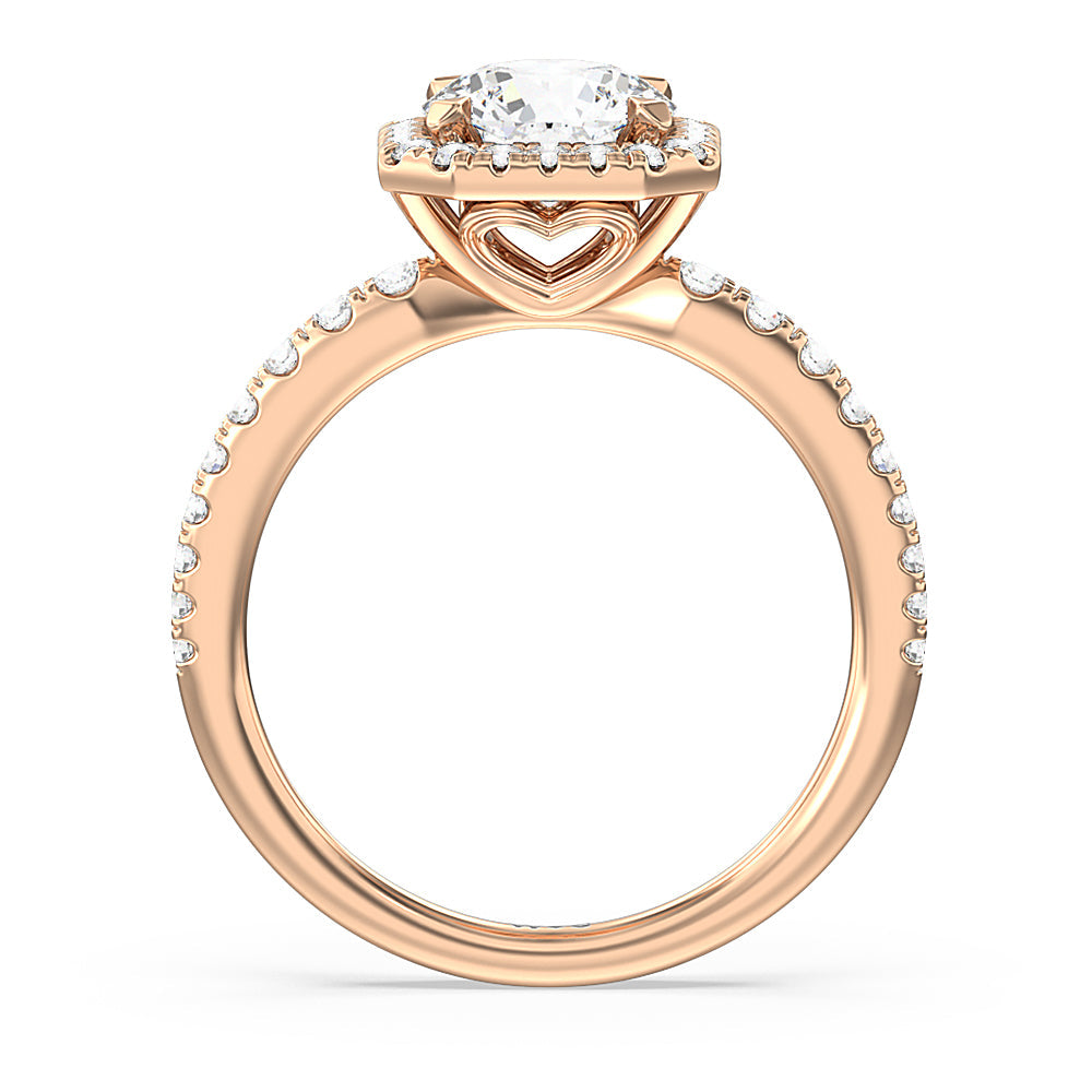 Octagon Halo Engagement Ring with Round Cut Diamond in 14KT Rose Gold view 2
