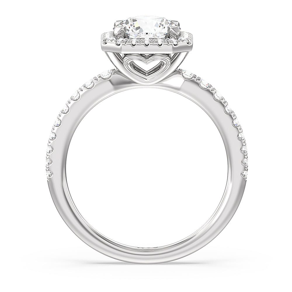 Octagon Halo Engagement Ring with Round Cut Diamond in 14KT Platinum view 2
