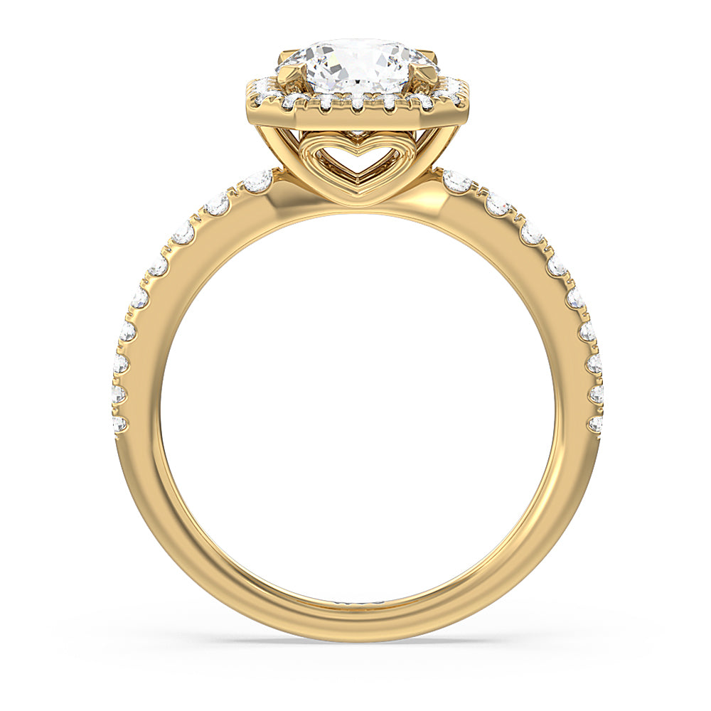 Octagon Halo Engagement Ring with Round Cut Diamond in 14KT Yellow Gold view 2
