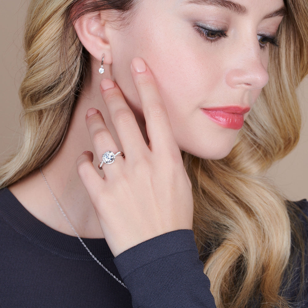 Model Wearing Petal Peekaboo Diamond Engagement Ring view