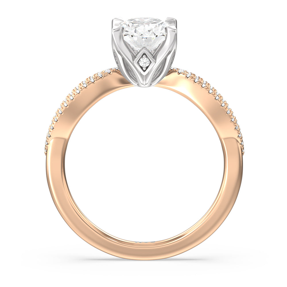 Petal Peekaboo Diamond Engagement Ring with Oval Cut Diamond in 14KT White & Rose Gold view 2
