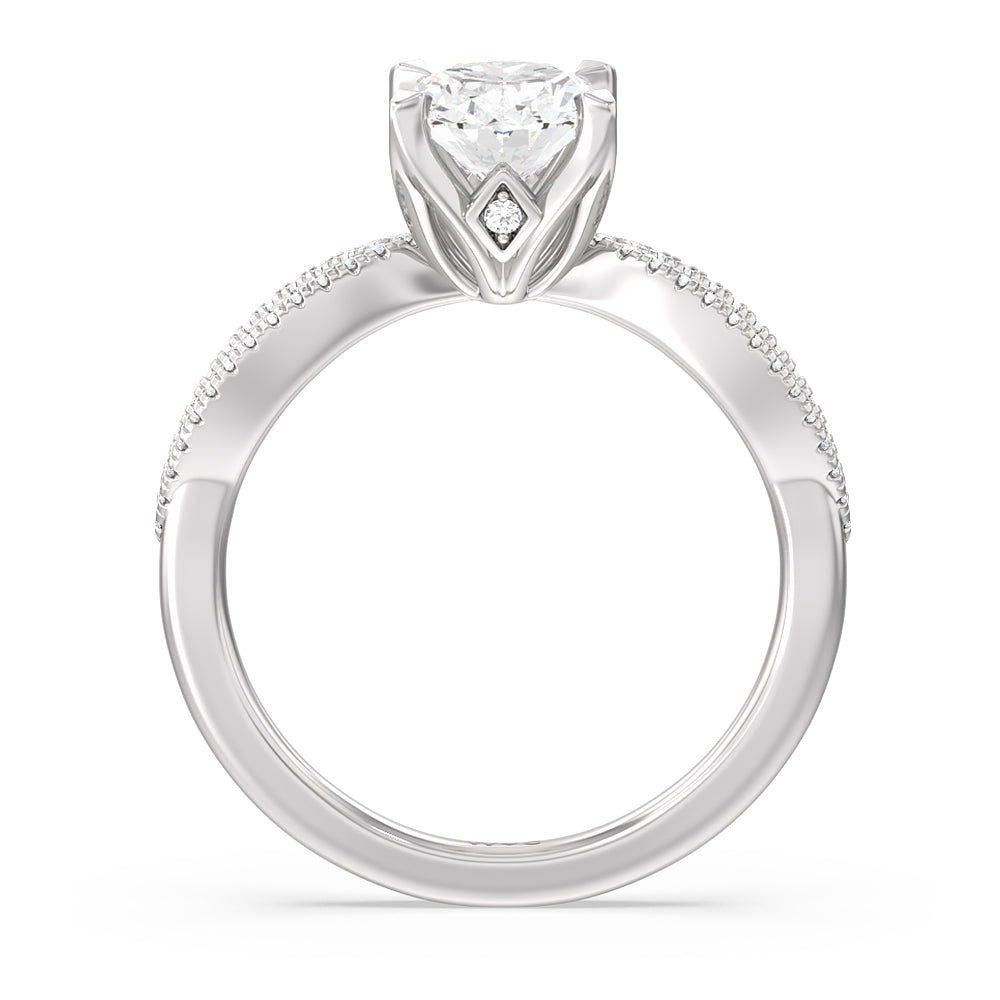 Petal Peekaboo Diamond Engagement Ring with Oval Cut Diamond in 14KT Platinum view 2
