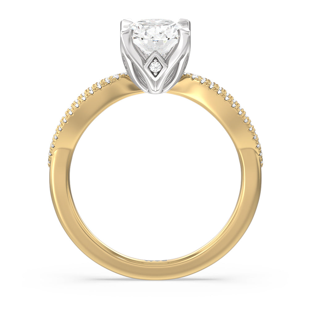 Petal Peekaboo Diamond Engagement Ring with Oval Cut Diamond in 14KT White & Yellow Gold view 2
