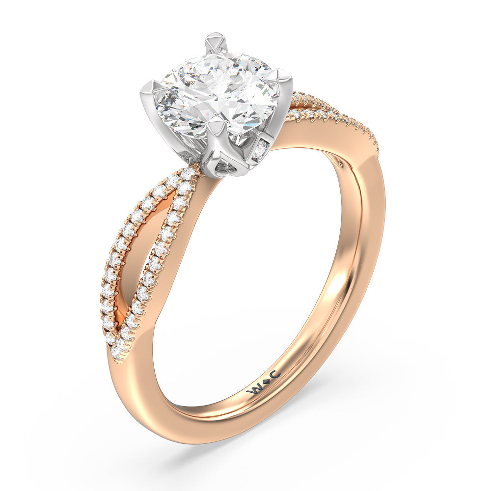 Petal Peekaboo Diamond Engagement Ring with Round Cut Diamond in 14KT White & Rose Gold view 3
