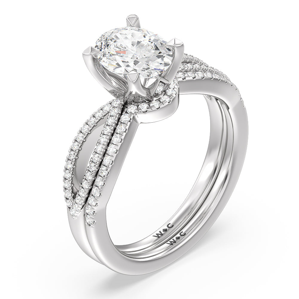 Petal Peekaboo Diamond Engagement Ring with Oval Cut Diamond in 14KT White & Rose Gold view 4
