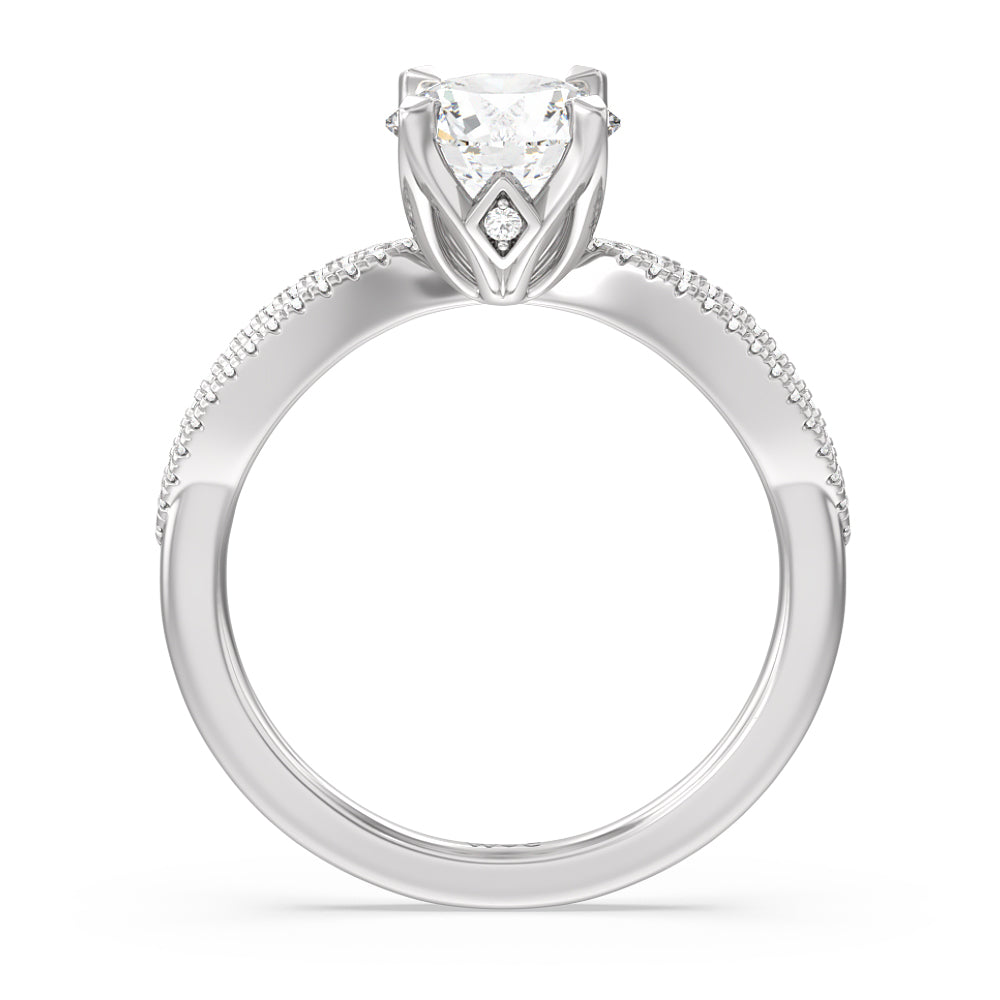 Petal Peekaboo Diamond Engagement Ring with Round Cut Diamond in 14KT Platinum view 2
