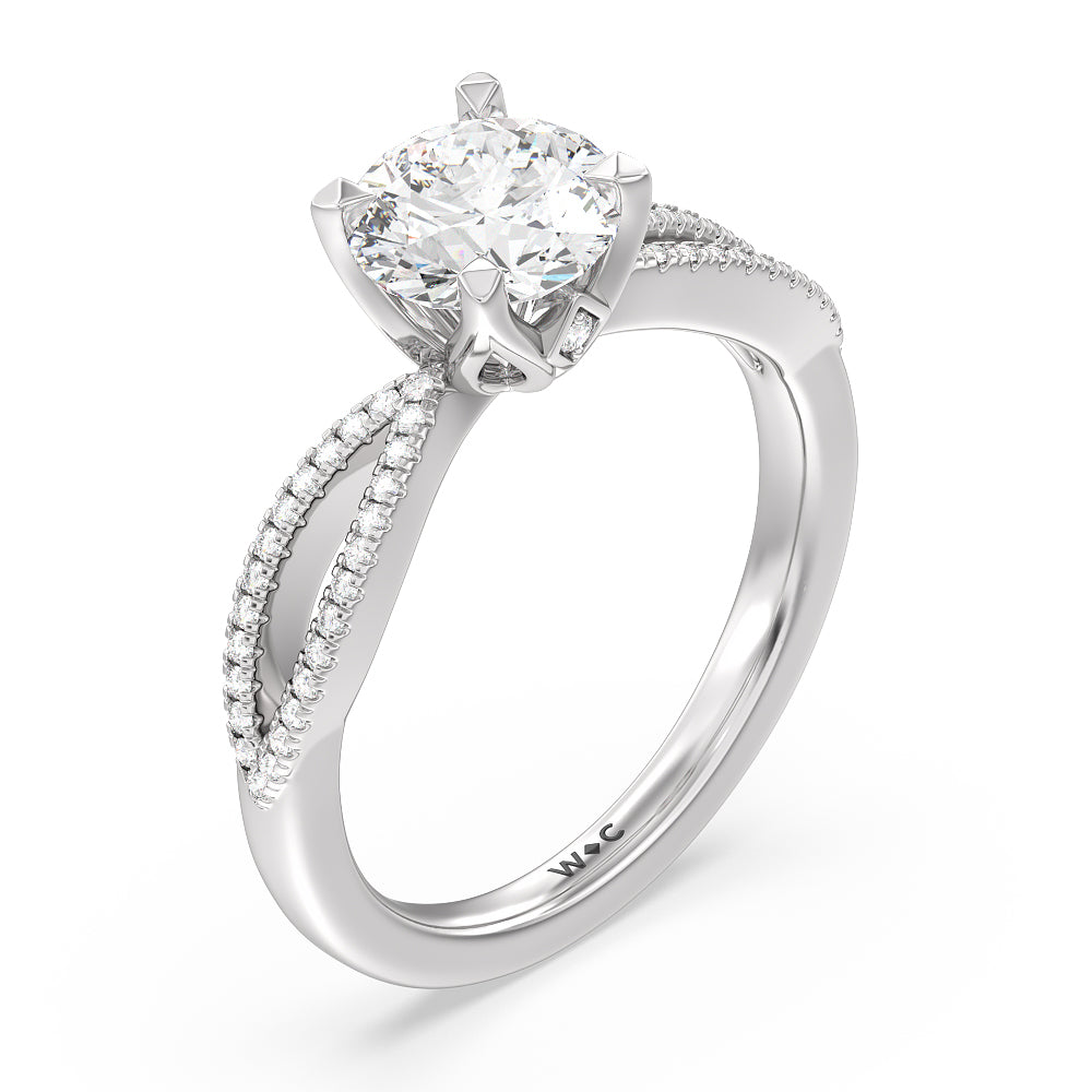Petal Peekaboo Diamond Engagement Ring with Round Cut Diamond in 14KT Platinum view 3
