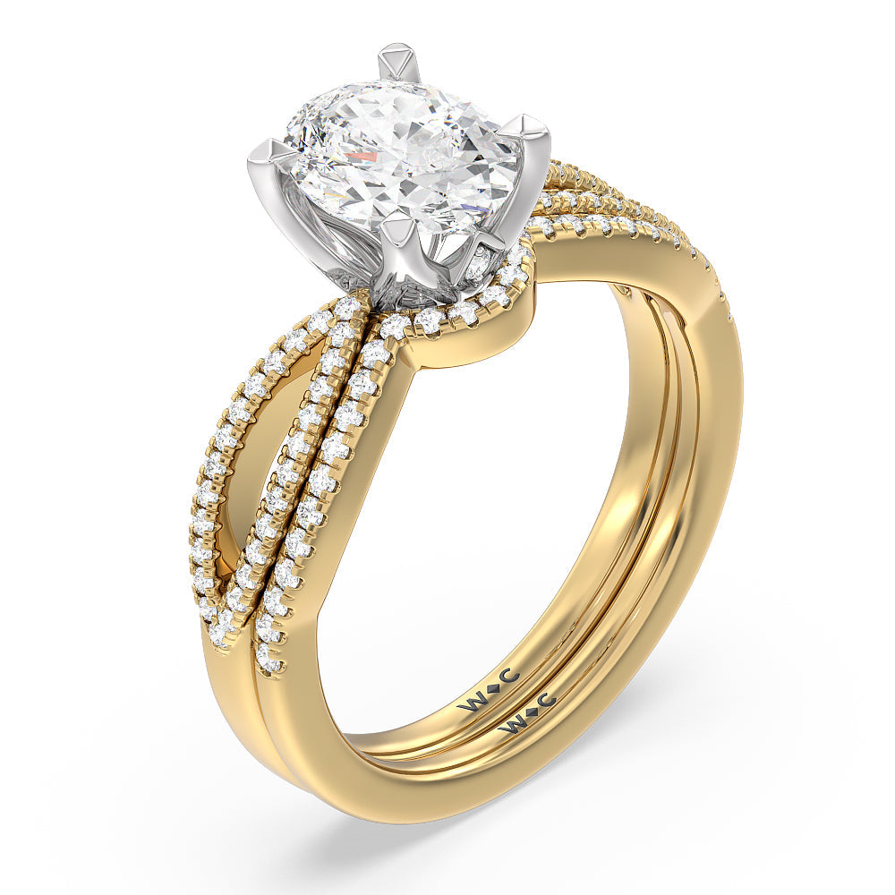 Petal Peekaboo Diamond Engagement Ring with Oval Cut Diamond in 14KT White & Rose Gold view 5
