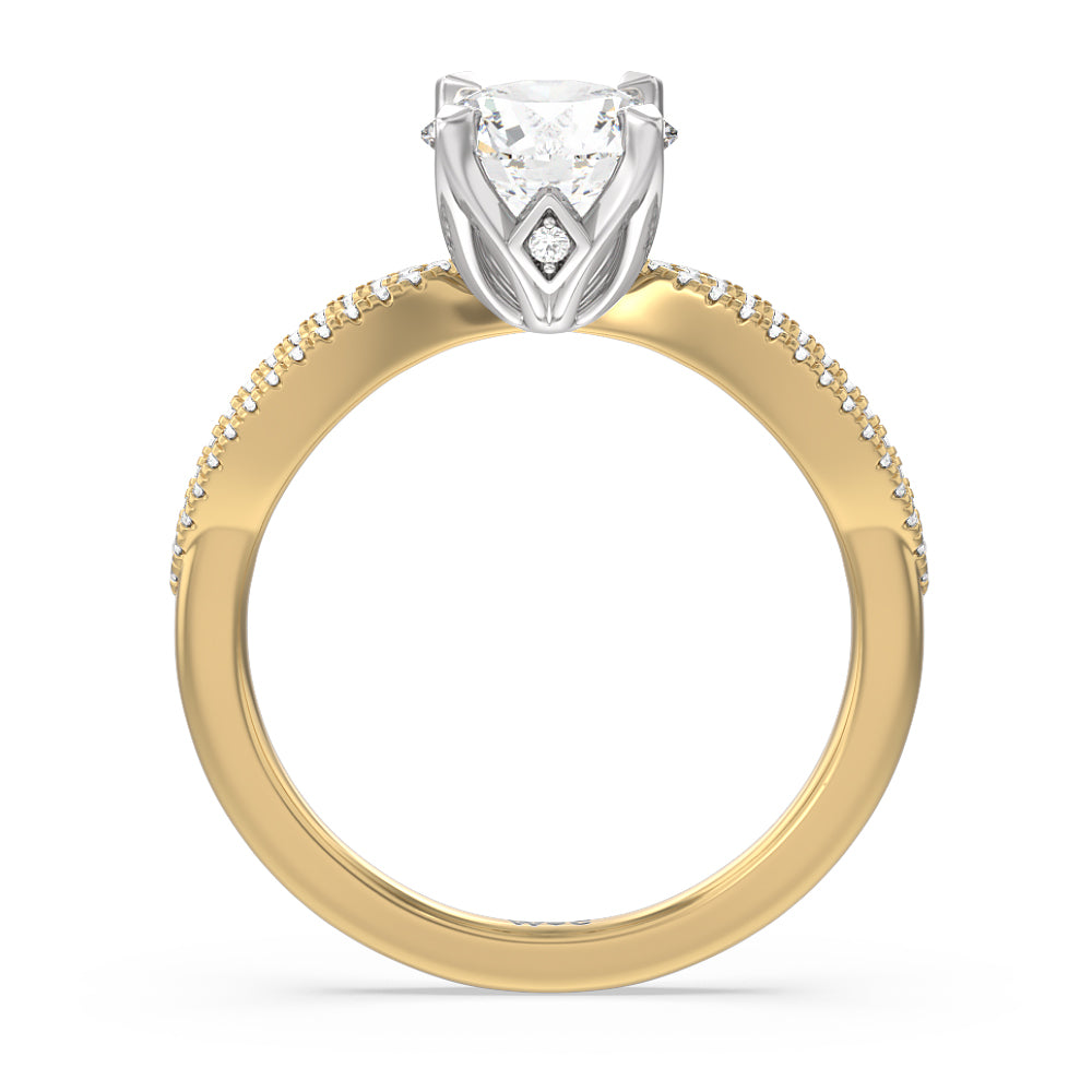 Petal Peekaboo Diamond Engagement Ring with Round Cut Diamond in 14KT White & Yellow Gold view 2
